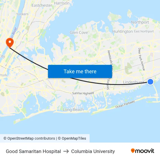 Good Samaritan Hospital to Columbia University map