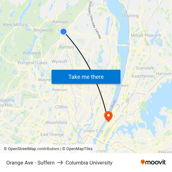 Orange Ave - Suffern to Columbia University map