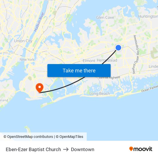 Eben-Ezer Baptist Church to Downtown map
