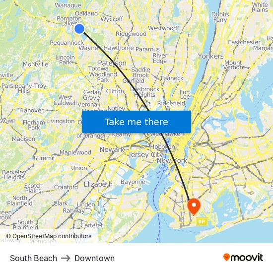 South Beach to Downtown map