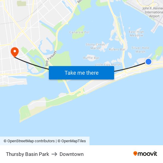 Thursby Basin Park to Downtown map