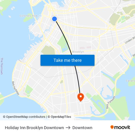 Holiday Inn Brooklyn Downtown to Downtown map