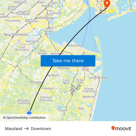 Maryland to Downtown map