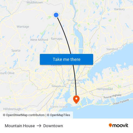 Mountain House to Downtown map