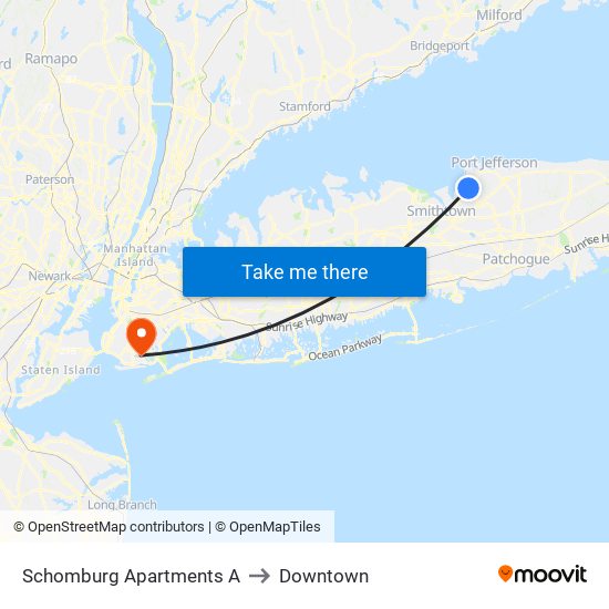 Schomburg Apartments to Downtown map