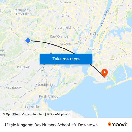 Magic Kingdom Day Nursery School to Downtown map