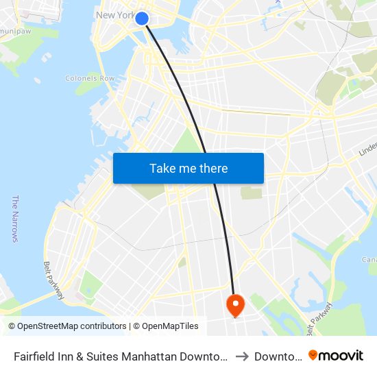 Fairfield Inn & Suites Manhattan Downtown East to Downtown map