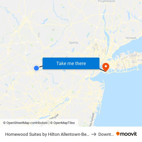 Homewood Suites by Hilton Allentown-Bethlehem Airport to Downtown map