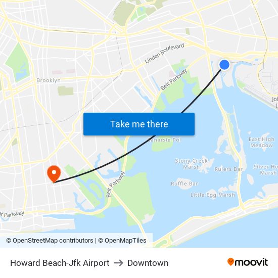 Howard Beach-Jfk Airport to Downtown map