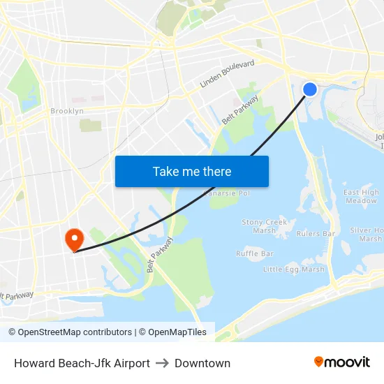 Howard Beach-Jfk Airport to Downtown map