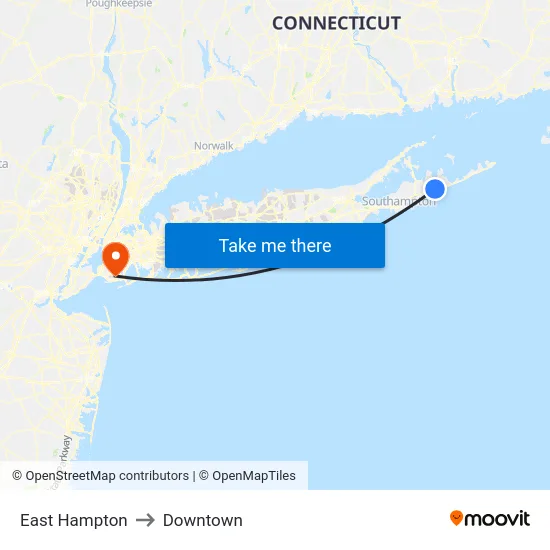 East Hampton to Downtown map