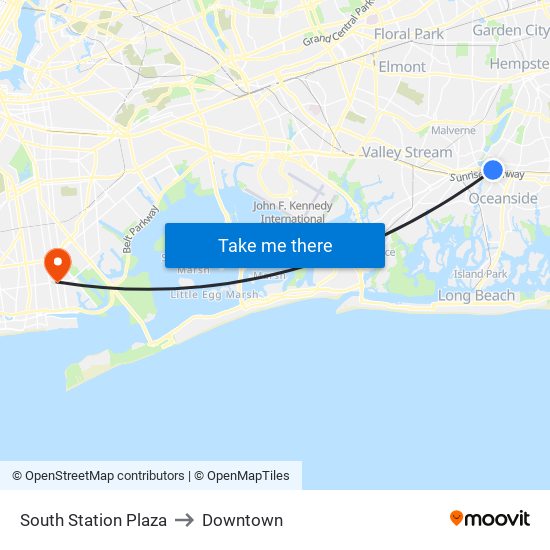 South Station Plaza to Downtown map