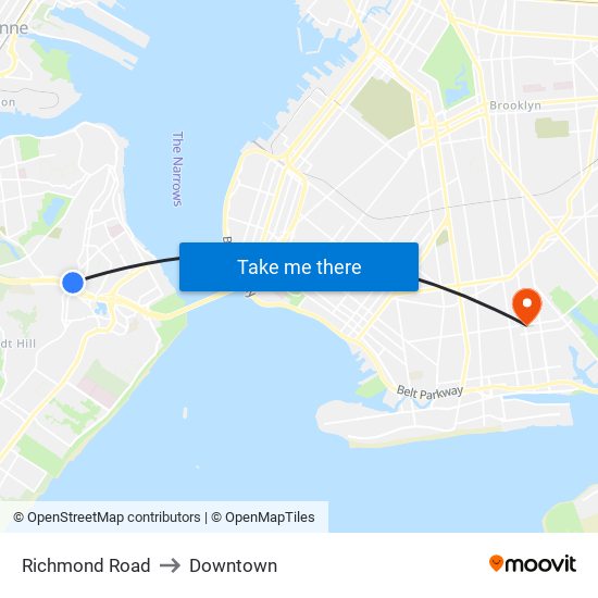 Richmond Road to Downtown map