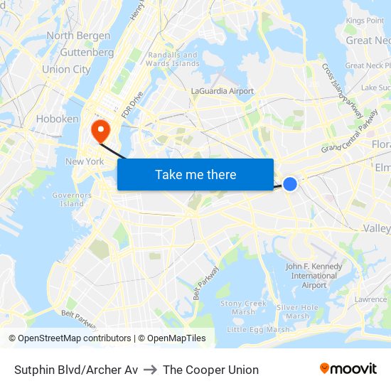 Sutphin Blvd/Archer Av to The Cooper Union map