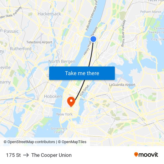 175 St to The Cooper Union map