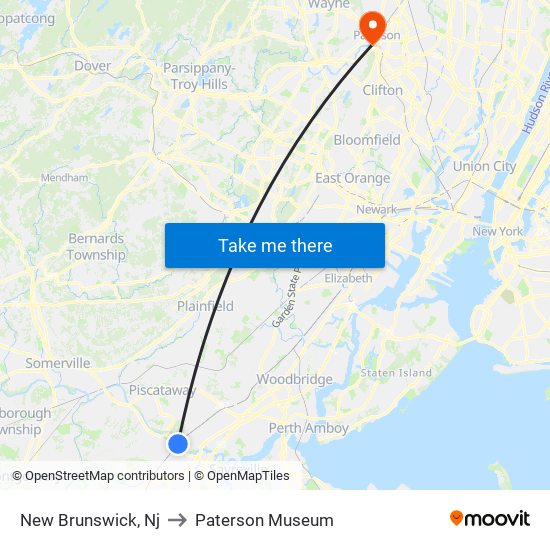 New Brunswick, Nj to Paterson Museum map