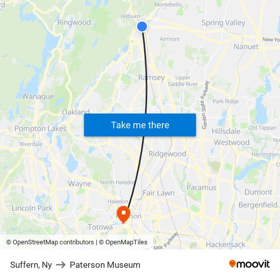 Suffern, Ny to Paterson Museum map
