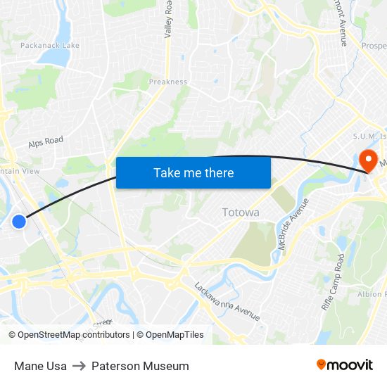 Mane Usa to Paterson Museum map