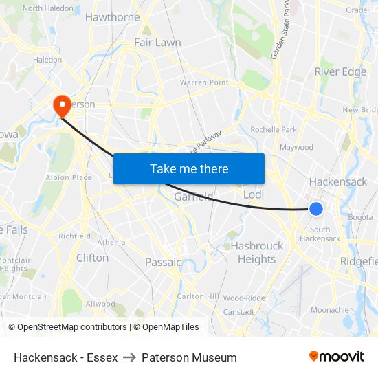 Hackensack - Essex to Paterson Museum map
