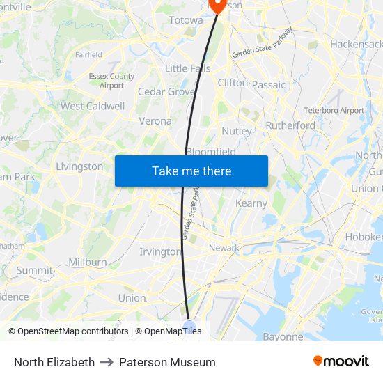 North Elizabeth to Paterson Museum map