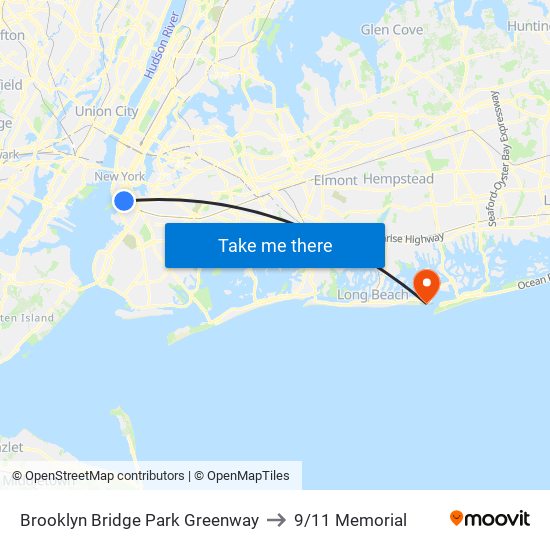 Brooklyn Bridge Park Greenway to 9/11 Memorial map