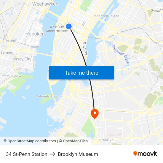 34 St-Penn Station to Brooklyn Museum map