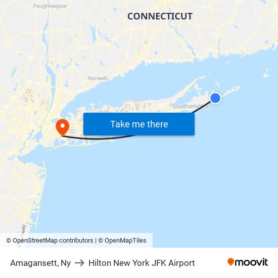Amagansett, Ny to Hilton New York JFK Airport map