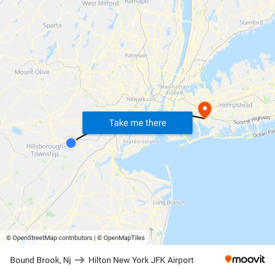 Bound Brook, Nj to Hilton New York JFK Airport map