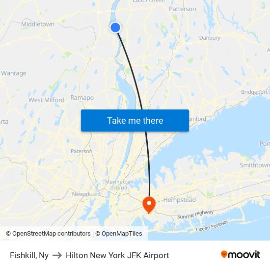 Fishkill, Ny to Hilton New York JFK Airport map