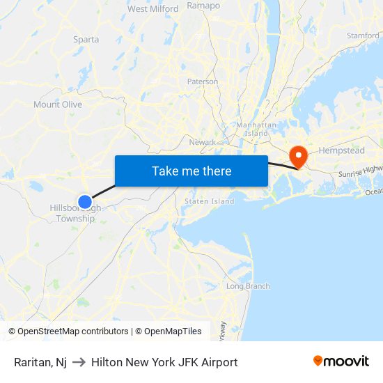 Raritan, Nj to Hilton New York JFK Airport map