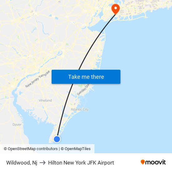 Wildwood, Nj to Hilton New York JFK Airport map