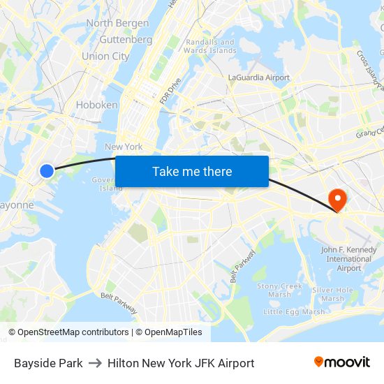 Bayside Park to Hilton New York JFK Airport map