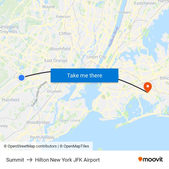 Summit to Hilton New York JFK Airport map