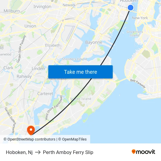 Hoboken to Perth Amboy Ferry Slip map