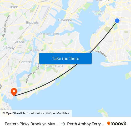 Eastern Pkwy-Brooklyn Museum to Perth Amboy Ferry Slip map