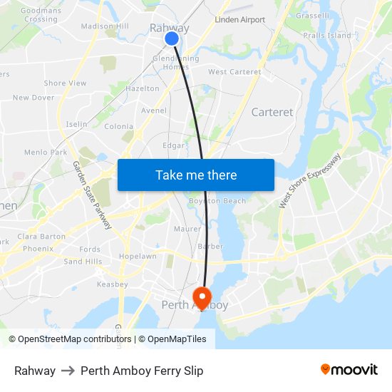 Rahway to Perth Amboy Ferry Slip map