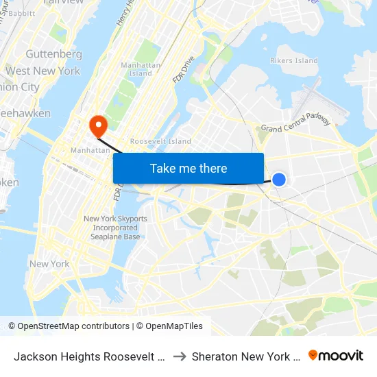 Jackson Heights Roosevelt Avenue 74th Street Station to Sheraton New York Times Square Hotel map