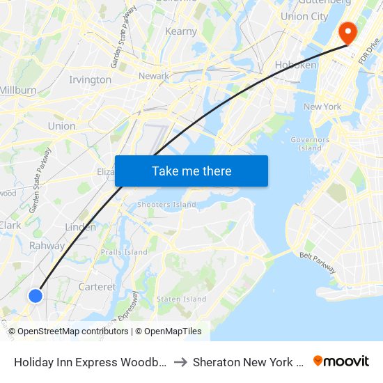 Holiday Inn Express Woodbridge an IHG Hotel Avenel to Sheraton New York Times Square Hotel map