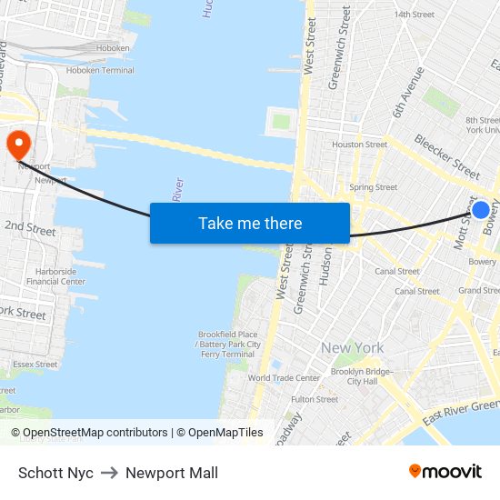 Schott Nyc to Newport Mall map