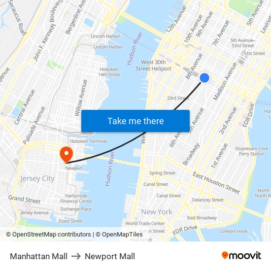 Manhattan Mall to Newport Mall with public transportation