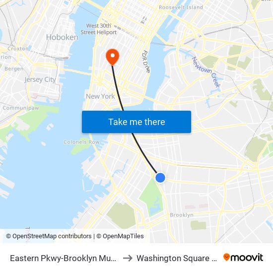 Eastern Pkwy-Brooklyn Museum to Washington Square Park map