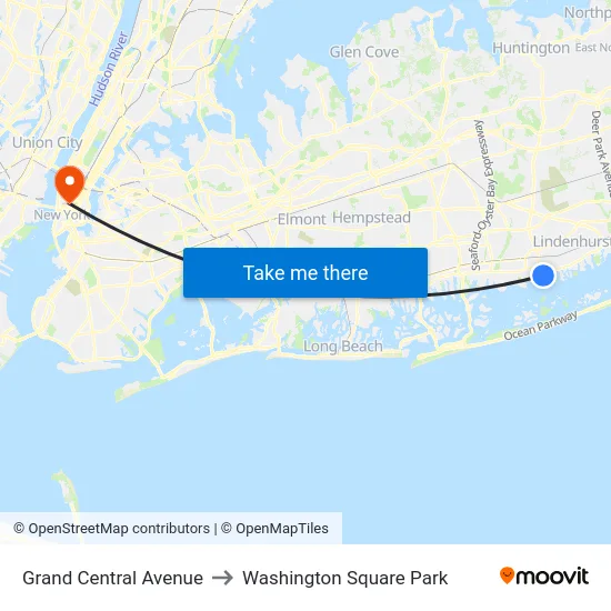 Grand Central Avenue to Washington Square Park map
