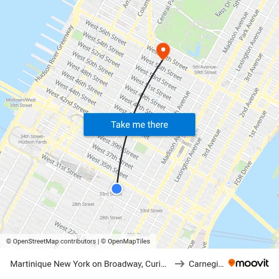 Martinique New York on Broadway, Curio Collection by Hilton to Carnegie Hall map