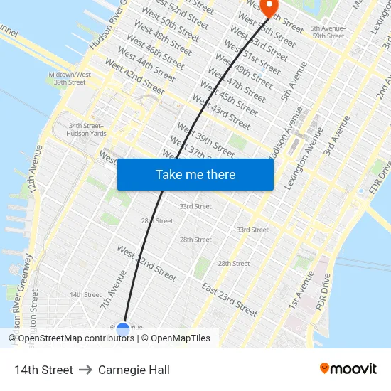 14th Street to Carnegie Hall map