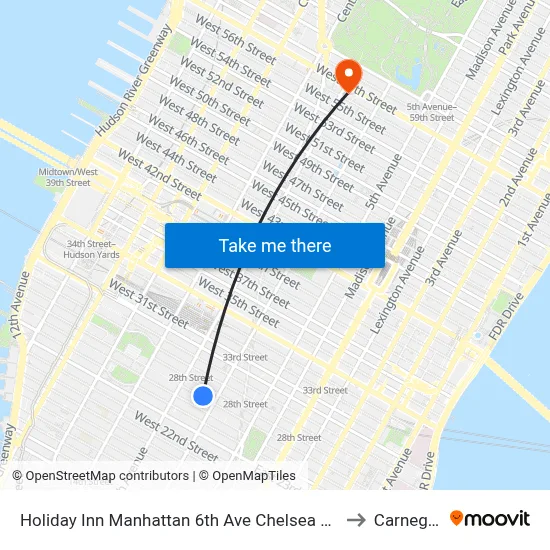 Holiday Inn Manhattan 6th Ave Chelsea an IHG Hotel New York to Carnegie Hall map