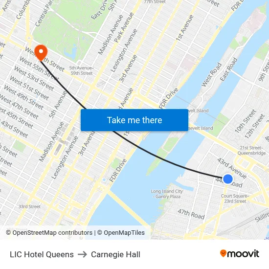 LIC Hotel Queens to Carnegie Hall map
