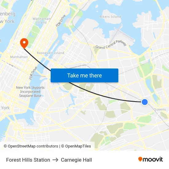 Forest Hills Station to Carnegie Hall map