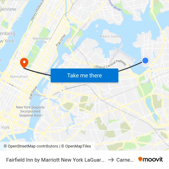 Fairfield Inn by Marriott New York LaGuardia Airport Flushing Queens to Carnegie Hall map