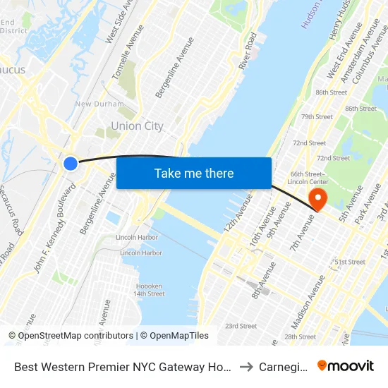 Best Western Premier NYC Gateway Hotel North Bergen to Carnegie Hall map