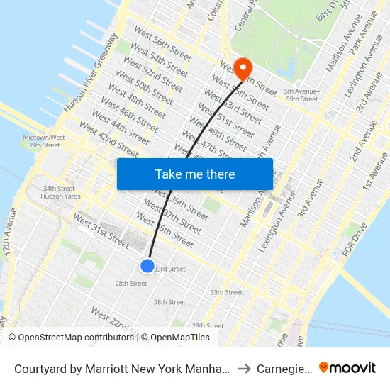 Courtyard by Marriott New York Manhattan Chelsea to Carnegie Hall map